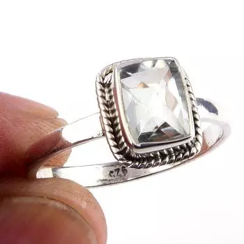 Natural Green Amethyst Gemstone Handmade 925 Solid Sterling Silver Ring S.9 p1f05
