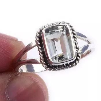 Natural Green Amethyst Gemstone Handmade 925 Solid Sterling Silver Ring S.8 f3G18