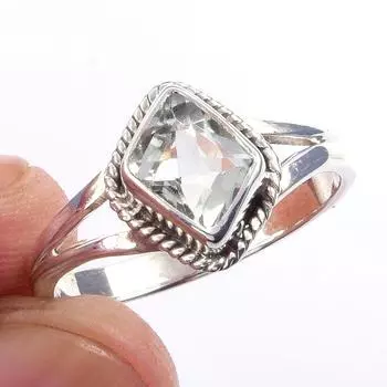 Natural Green Amethyst Gemstone Handmade 925 Solid Sterling Silver Ring S.8 S0D94