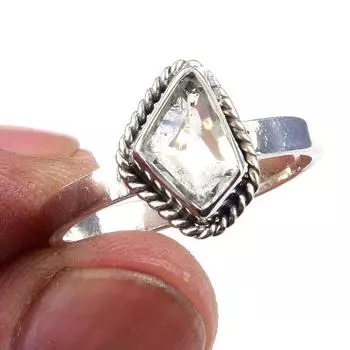 Natural Green Amethyst Gemstone Handmade 925 Solid Sterling Silver Ring S.7 C4v21