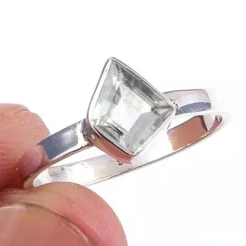 Natural Green Amethyst Gemstone Handmade 925 Solid Sterling Silver Ring S.9 I6l89