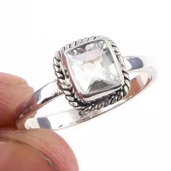 Natural Green Amethyst Gemstone Handmade 925 Solid Sterling Silver Ring S.9 b9W87
