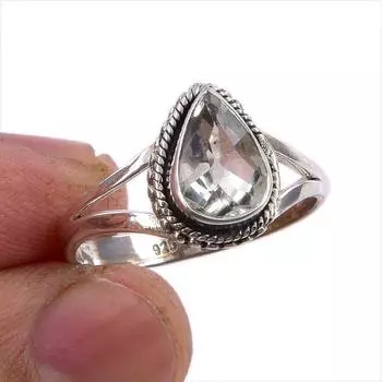Natural Green Amethyst Gemstone Handmade 925 Sterling Silver Gift Ring S.9 Z2q65