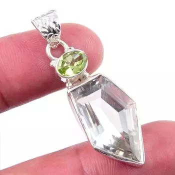 Natural Green Amethyst,Peridot 925 Solid Sterling Silver Gift Pendant 1.75 S5c50