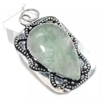 Подвеска из стерлингового серебра 925 пробы с натуральным зеленым апатитом 2,36 дюйма D9t30