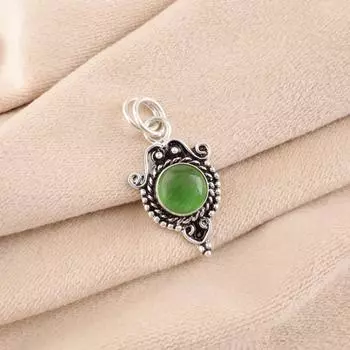 Natural Green Cat s Eye Gemstone 925 Sterling Silver Jewelry Handmade Pendant PP-39-44