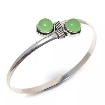 Браслет-манжета ручной работы из натурального зеленого халцедона, регулируемый w8I62