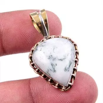 Natural Green Dendrite Opal Gemstone 925 Solid Silver TwoTone Pendant 1.25 l8E43
