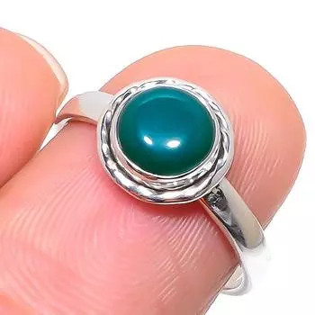 Natural Green Onex Gemstone Handmade 925 Sterling Silver Jewelry Ring S.8 o8e12
