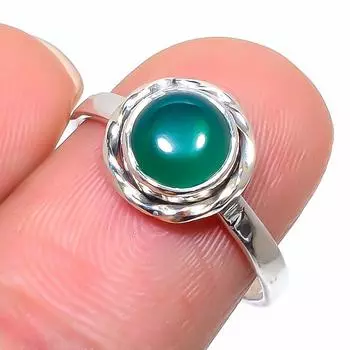 Natural Green Onex Gemstone Handmade 925 Sterling Silver Jewelry Ring S.9 P9V48