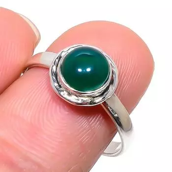 Natural Green Onex Gemstone Handmade 925 Sterling Silver Jewelry Ring S.9 i0c54