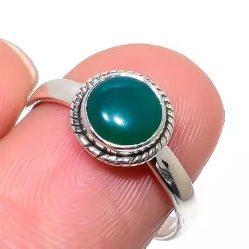 Natural Green Onex Gemstone Handmade 925 Sterling Silver Jewelry Ring S.8 C4d64