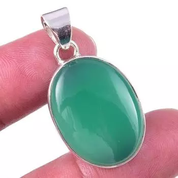 Natural Green Onyx Gemstone 925 Solid Sterling Silver Jewelry Pendant 1.50 L1r51