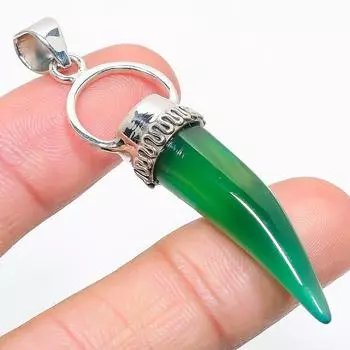 Natural Green Onyx Gemstone 925 Solid Sterling Silver Jewelry Pendant 2.50 F0Z42