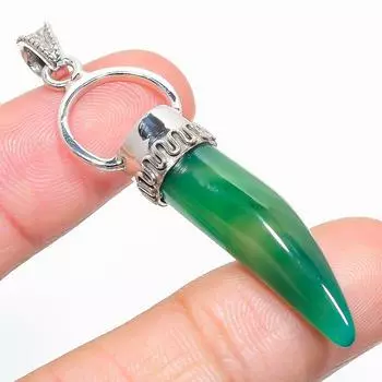 Natural Green Onyx Gemstone 925 Solid Sterling Silver Jewelry Pendant 2.50 m4u32