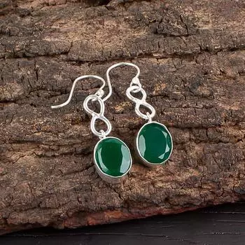 Natural Green Onyx Gemstone 925 Sterling Silver Handmade Jewelry Earrings 1.60 EE-12-17