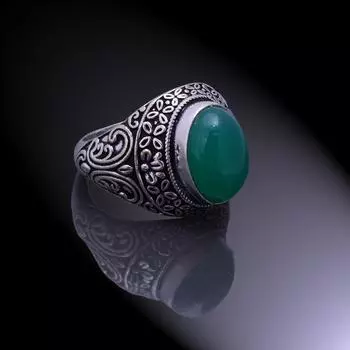 Natural Green Onyx Gemstone Handmade 925 Sterling Silver Ring Size 9 J4o43