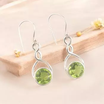 Natural Green Peridot 925 Sterling Silver Handmade Dangle Earrings For Her 1.68 CE-15-3