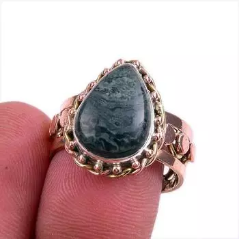 Natural Green Pietersite 925 Solid Sterling Silver Jewelry TwoTone Ring S.8 H9o60