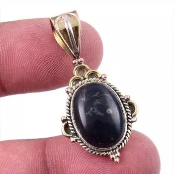 Natural Green Pietersite Gemstone 925 Solid Silver Two Tone Pendant 1.50 O4d95