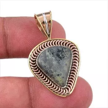 Natural Green Pietersite Gemstone 925 Solid Silver Two Tone Pendant 1.50 a8S48