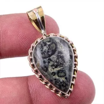 Natural Green Pietersite Gemstone 925 Solid Silver Two Tone Pendant 1.50 T5W37