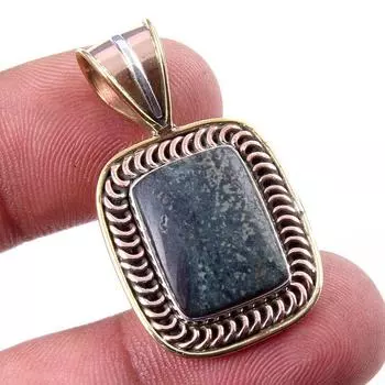 Natural Green Pietersite Gemstone 925 Solid Silver Two Tone Pendant 1.25 U1O41