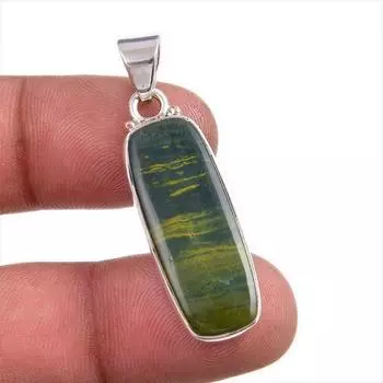 Natural Green Pietersite Gemstone Handmade 925 Solid Silver Pendant 1.75 Q7L85