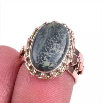 Natural Green Pietersite Gemstone Two Tone 925 Sterling Silver Ring S.5.5 d0t05