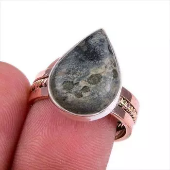 Natural Green Pietersite Gemstone Two Tone 925 Sterling Silver Ring Size 8 J7h64