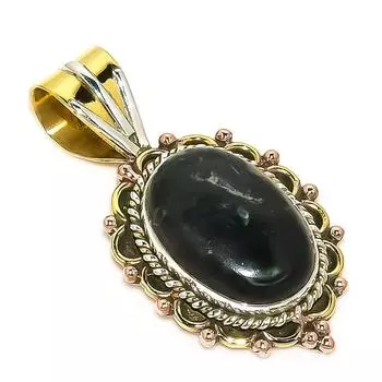 Natural Green Pietersite Two Tone 925 Solid Sterling Silver Pendant 1.50 u3l74