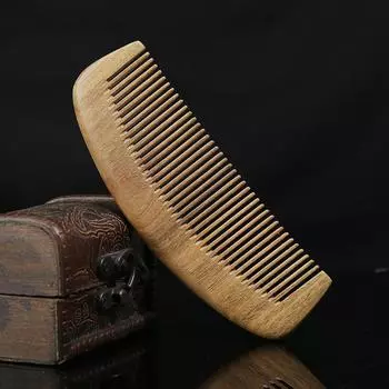 Natural green sandalwood comb, sandalwood comb for women, anti-static hair loss, big teeth, household curly hair, long hair, massage comb gifts