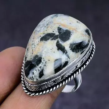 Кольцо из стерлингового серебра 925 пробы с натуральным зеленым турмалином, размер 9,5 P6g56