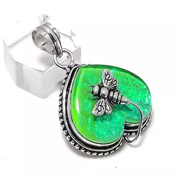 Подвеска из натурального зеленого триплетного опала из стерлингового серебра 925 пробы 1,77 дюйма n5S03