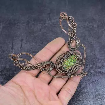 Natural Green Triplet Opal Gemstone Copper Wire Wrap Jewelry Pendant 4.33 N7j21