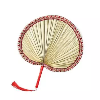 Natural Handheld Fan with Tassel Summer Fan Practical Palm Leaf Fan Performance Props S