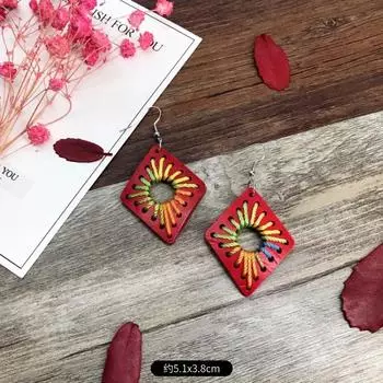 Natural handmade coconut shell earrings Bohemian women s retro cute versatile earrings temperament earrings