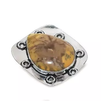 Natural Honey Dendritic Gemstone 925 Sterling Silver Jewelry Ring Size 7.5 W3W13