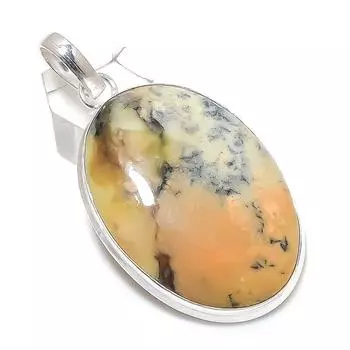 Natural Honey Dendritic Gemstone 925 Sterling Silver Jewelry Pendant 2.60 r5I24