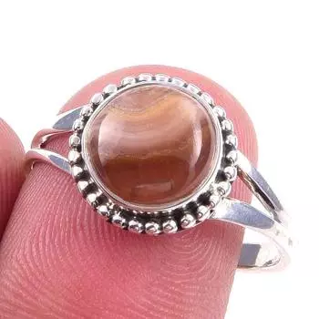 Natural Honey Rhodochrosite Gemstone Handmade 925 Solid Silver Ring Size 9 h4M46