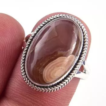 Natural Honey Rhodochrosite Gemstone Handmade 925 Sterling Silver Ring S.7 c7L63