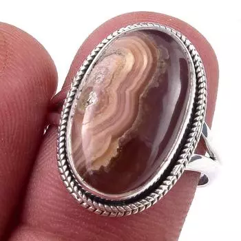 Natural Honey Rhodochrosite Gemstone Handmade 925 Sterling Silver Ring S.8 d9p73