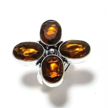 Natural Honey Topaz Gemstone Handmade 925 Sterling Silver Ring Size 9 Y3h68