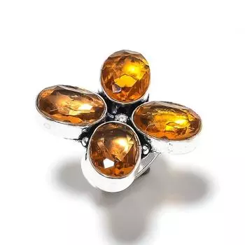 Natural Honey Topaz Gemstone Handmade 925 Sterling Silver Ring Size 6 G2D98
