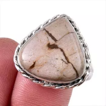 Natural Howlite Gemstone Handmade 925 Solid Sterling Silver Gift Ring S.10 h6Q11