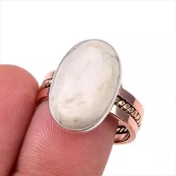 Natural Howlite Jasper 925 Solid Sterling Silver Jewelry TwoTone Ring S.8.5 p6L53