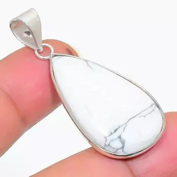 Подвеска из натурального драгоценного камня яшмы говлита из стерлингового серебра 925 пробы 1,73 дюйма P8o59