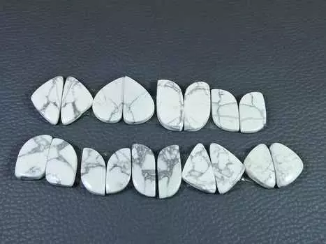 Natural Howlite Matching Pair 9Pcs fancy Cabochon Loose Gemstone Lot 17-22MM RQ-2801