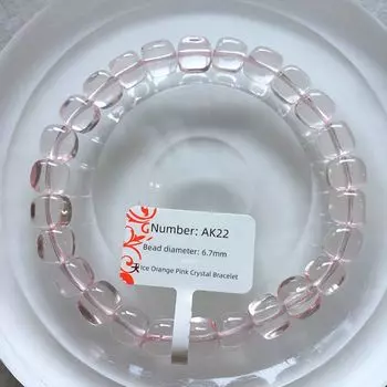 Natural Ice Orange Pink Crystal Cube Sugar Irregular Shape Bracelet Jelly Powder Crystal Bracelet Ornament Gift One Thing One Picture AK22 diameter: 6.7mm