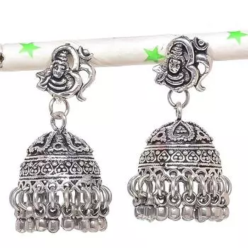 Серьги из серебра с натуральным индийским драгоценным камнем Jhumki Trial Bali 1,50 дюйма c3l81